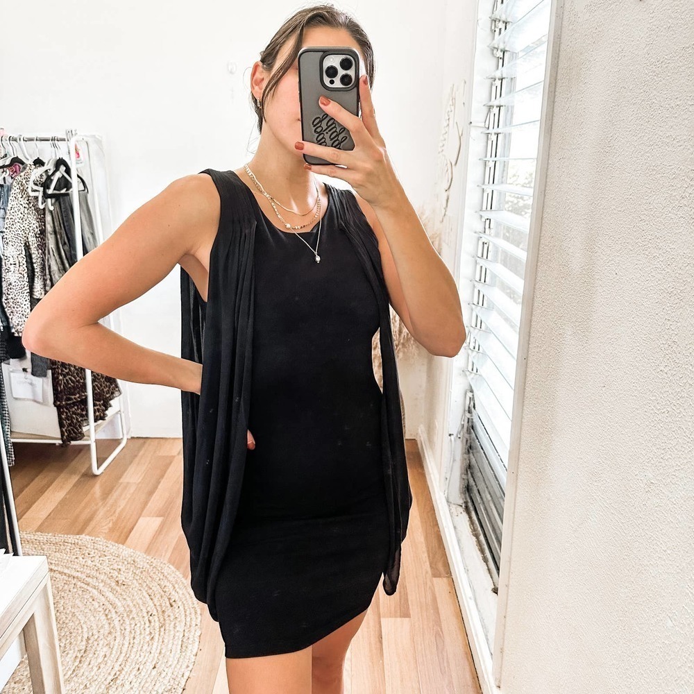 Alice and Olivia Drape Sleeveless Shift Dress Size 4 Black